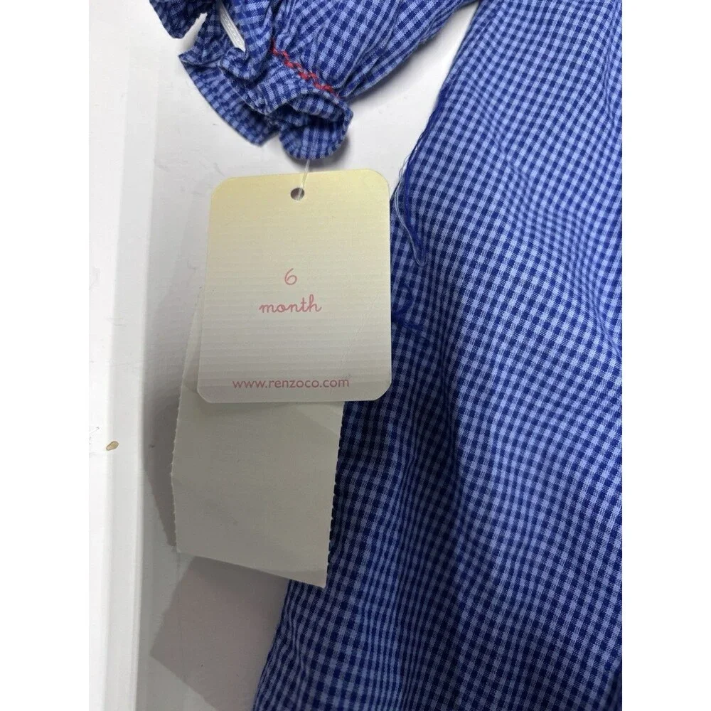 Petit Ami 6M Blue Gingham Hand Smocked Bishop Dress w/ Bloomers NWT